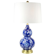 74cm Caspian Floral Ceramic & Linen Table Lamp