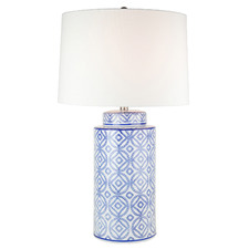 67cm Frida Diamond Ceramic & Linen Table Lamp