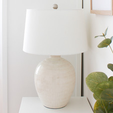 61cm Easton Chevron Ceramic & Linen Table Lamp