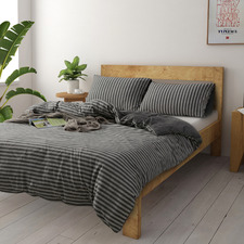 Charcoal Stripe Jersey Cotton Quilt Cover Set