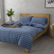 Blue Stripe Jersey Cotton Quilt Cover Set