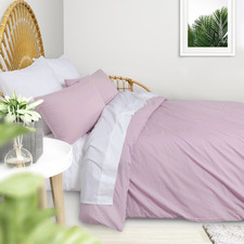 Light Pink Plain Washed Cotton Quilt Cover Set
