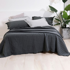 Charcoal Premium Quilted Cotton Coverlet