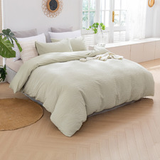 Sage Leafy Jacquard Cotton Quilt Cover Set