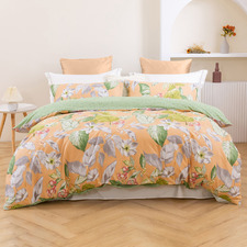 Peach Lily Cotton Sateen Reversible Quilt Cover