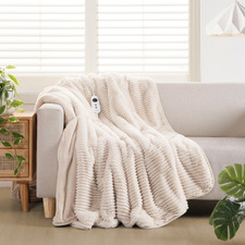 Eyelash Fleece Reversible Heated Throw