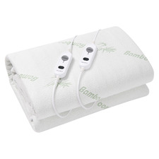 White Bamboo-Blend Electric Blanket