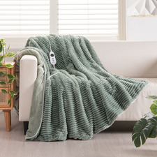 Eyelash Fleece Reversible Heated Throw