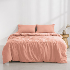 Pink Clay Washed Microfibre Quilt Cover Set
