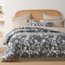 Charcoal Felicity Reversible Cotton Quilt Cover Set