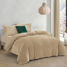 Natural Fawn Embossed Quilt Cover Set