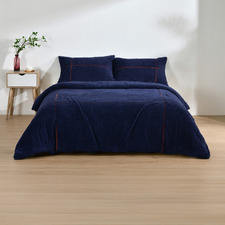 Midnight Blue Jasper Teddy Fleece Quilt Cover Set