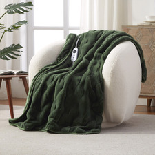 Basketweave Faux Fur Heated Throw