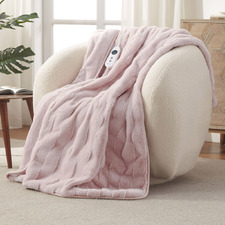 Basketweave Faux Fur Heated Throw