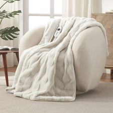 Basketweave Faux Fur Heated Throw