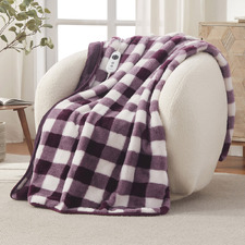 Gingham Faux Fur Heated Throw
