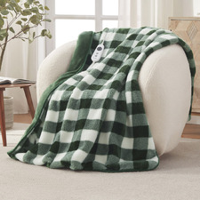 Gingham Faux Fur Heated Throw