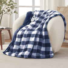 Gingham Faux Fur Heated Throw