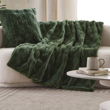 Basketweave Faux Fur Throw
