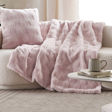 Basketweave Faux Fur Throw