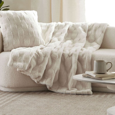 Basketweave Faux Fur Throw
