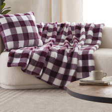 Gingham Faux Fur Throw