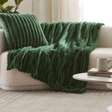 Chunky Embossed Faux Fur Throw