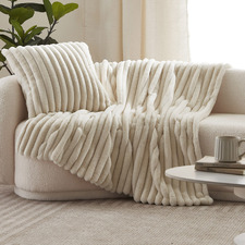 Chunky Embossed Faux Fur Throw