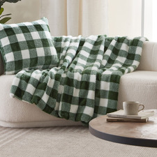 Gingham Faux Fur Throw