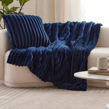 Chunky Embossed Faux Fur Throw