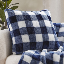 Gingham Faux Fur Cushion