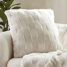 Basketweave Faux Fur Cushion
