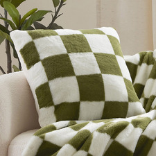 Checkered Plush Faux Fur Cushion