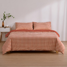 Sienna Grid Micro Flannel Reversible Quilt Cover Set