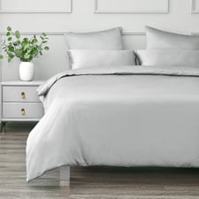Grey Matte Satin Quilt Cover Set