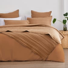 Rust Sharon Washed Microfibre Quilted Coverlet Set