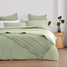 Sage Sharon Washed Microfibre Quilted Coverlet Set