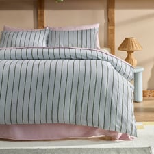 Sage & Olive Striped Lili Microfibre Quilt Cover Set