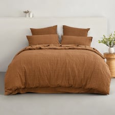 Rust Delphine Seersucker Quilt Cover Set