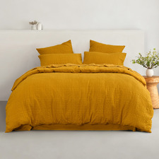 Mustard Delphine Seersucker Quilt Cover Set
