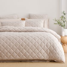 Stone Quilted Horace French Velvet Quilt Cover Set