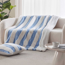 Aris Carved Stripe Faux Fur Throw
