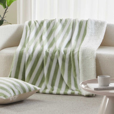 Seraph Striped Sherpa Fleece Faux Fur Throw