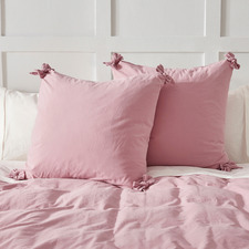Carmine Washed Cotton European Pillowcases (Set of 2)