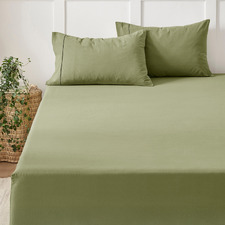 Carmine Washed Cotton Fitted Sheet Set
