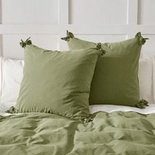 Carmine Washed Cotton European Pillowcases (Set of 2)