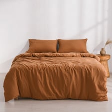 Rust Washed Microfibre Quilt Cover Set