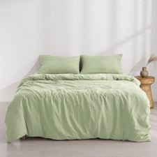 Sage Washed Microfibre Quilt Cover Set