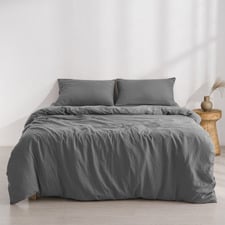 Charcoal Washed Microfibre Quilt Cover Set