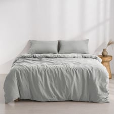 Dove Grey Washed Microfibre Quilt Cover Set